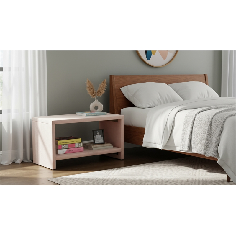 Meridian Furniture Cleo Pink Velvet Nightstand