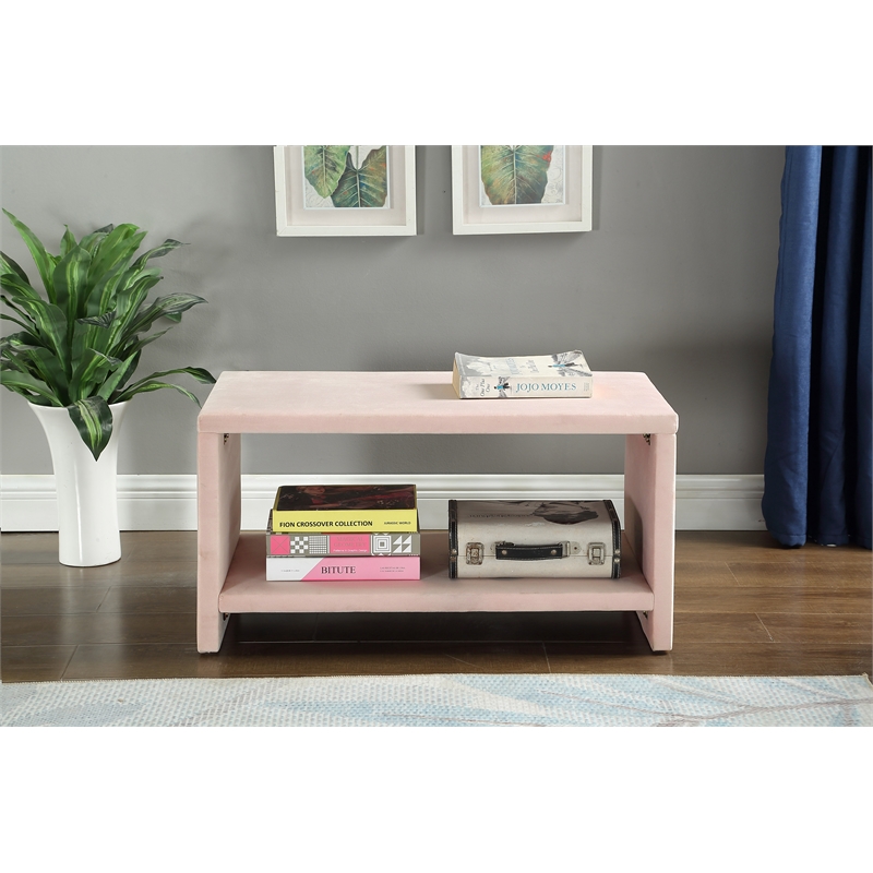 Meridian Furniture Cleo Pink Velvet Nightstand