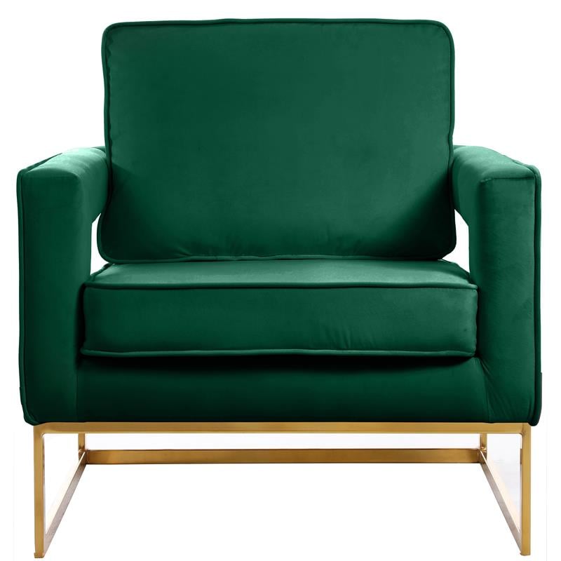 Meridian Furniture Noah Green Velvet Accent Chair with Gold Iron Base