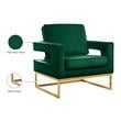 Meridian Furniture Noah Green Velvet Accent Chair with Gold Iron Base