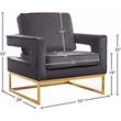 Meridian Furniture Noah Gray Velvet Accent Chair with Gold Iron Base