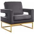 Meridian Furniture Noah Gray Velvet Accent Chair with Gold Iron Base