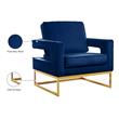 Meridian Furniture Noah Navy Velvet Accent Chair with Gold Iron Base