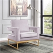 Meridian Furniture Noah Pink Velvet Accent Chair with Gold Iron Base