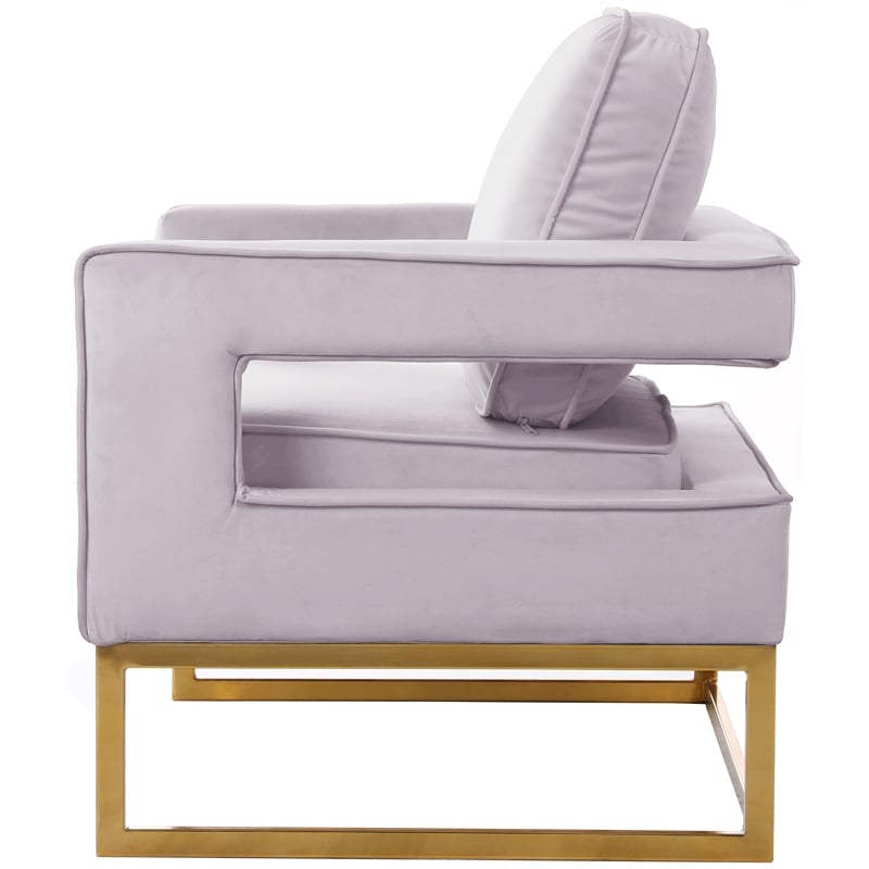 Meridian Furniture Noah Pink Velvet Accent Chair with Gold Iron Base