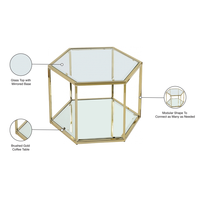 Meridian Furniture Sei Modular Stainless Steel and Glass Coffee Table