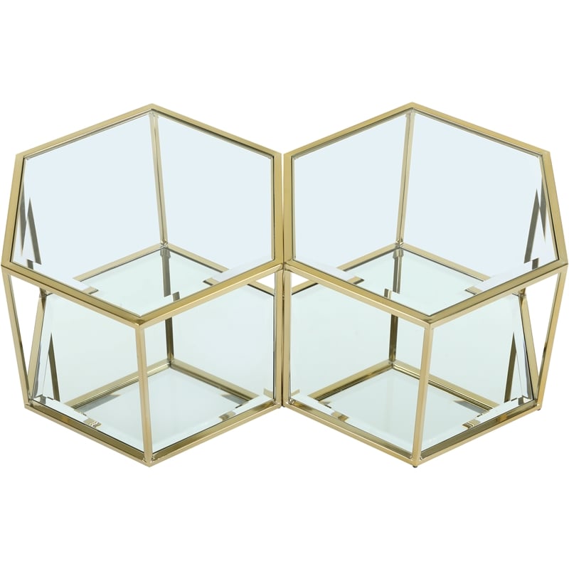 Meridian Furniture Sei Modular Stainless Steel and Glass 2 Piece Coffee Table