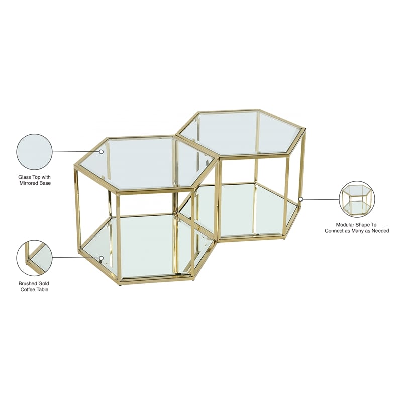 Meridian Furniture Sei Modular Stainless Steel and Glass 2 Piece Coffee Table
