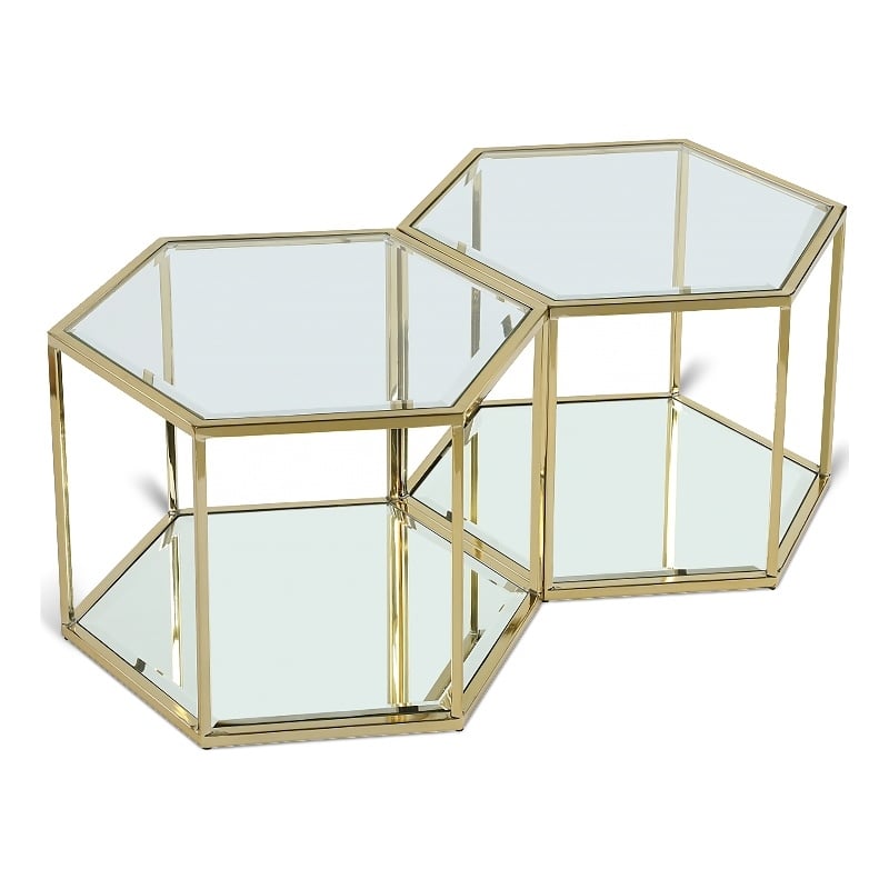 Meridian Furniture Sei Modular Stainless Steel and Glass 2 Piece Coffee Table