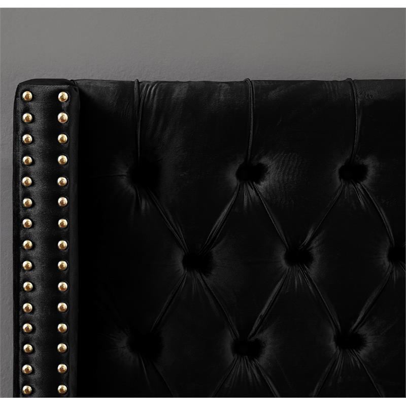 Meridian Furniture Barolo Black Velvet Twin Bed