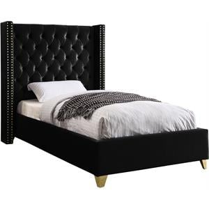 meridian furniture barolo black velvet twin bed