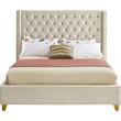 Meridian Furniture Barolo Cream Velvet Queen Bed