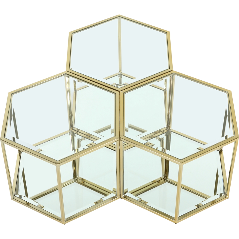 Meridian Furniture Sei Modular Stainless Steel and Glass 3 Piece Coffee Table