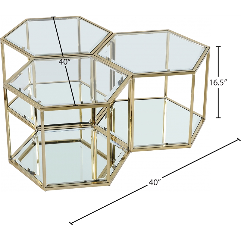 Meridian Furniture Sei Modular Stainless Steel and Glass 3 Piece Coffee Table