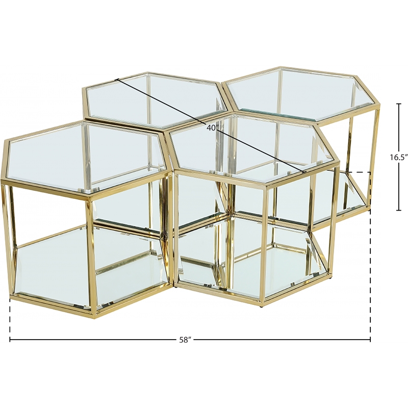 Meridian Furniture Sei Modular Stainless Steel and Glass 4 Piece Coffee Table