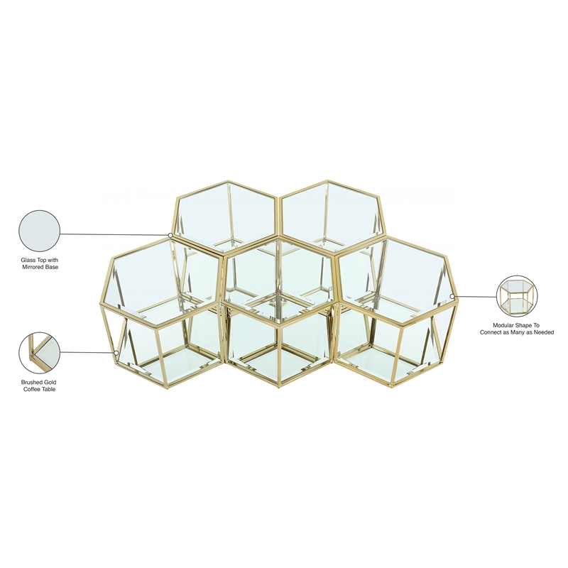 Meridian Furniture Sei Modular Stainless Steel and Glass 5 Piece Coffee Table