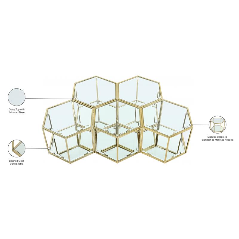Meridian Furniture Hexagon Modular 5 Piece Coffee Table - Gold Meridian Furniture Hexagon Modular 5 Piece Coffee Table - Gold