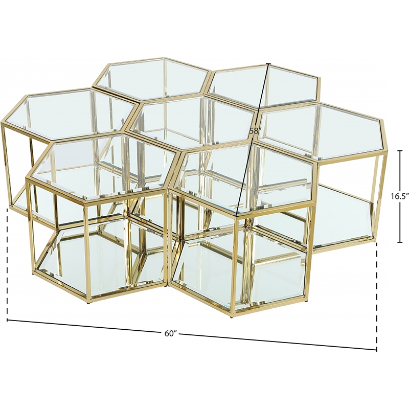 Meridian Furniture Sei Modular Stainless Steel and Glass 7 Piece Coffee Table