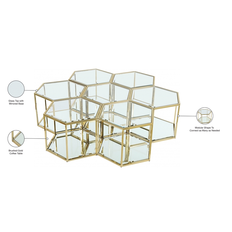 Meridian Furniture Sei Modular Stainless Steel and Glass 7 Piece Coffee Table