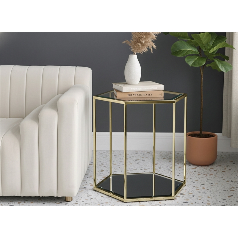 Meridian Furniture Sei Modular Stainless Steel and Glass End Table