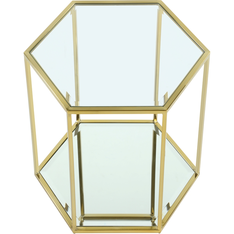 Meridian Furniture Sei Modular Stainless Steel and Glass End Table