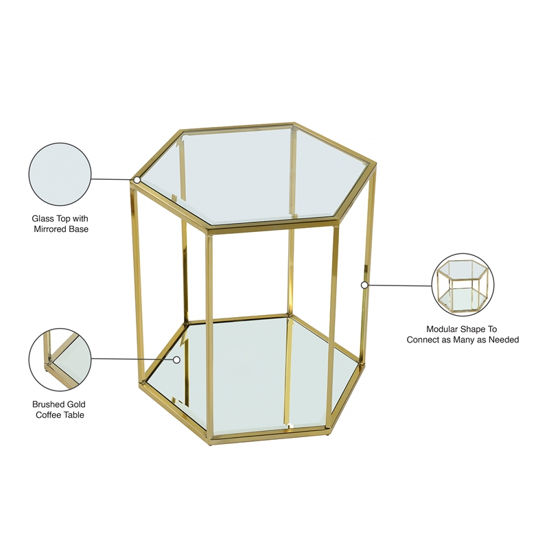 Meridian Furniture Sei Modular Stainless Steel and Glass End Table