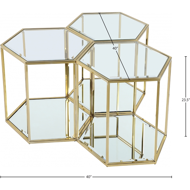 Meridian Furniture Sei Modular Stainless Steel and Glass 3 Piece End Table