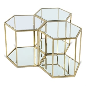 Meridian Furniture Sei Modular Stainless Steel and Glass 3 Piece End Table