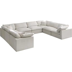 Meridian Furniture Plush Standard Cream Velvet Modular Sectional