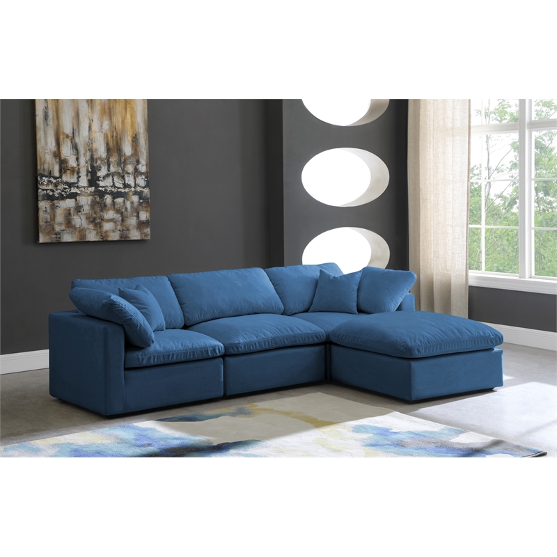 Meridian Furniture Plush Standard Navy Velvet Modular Sectional