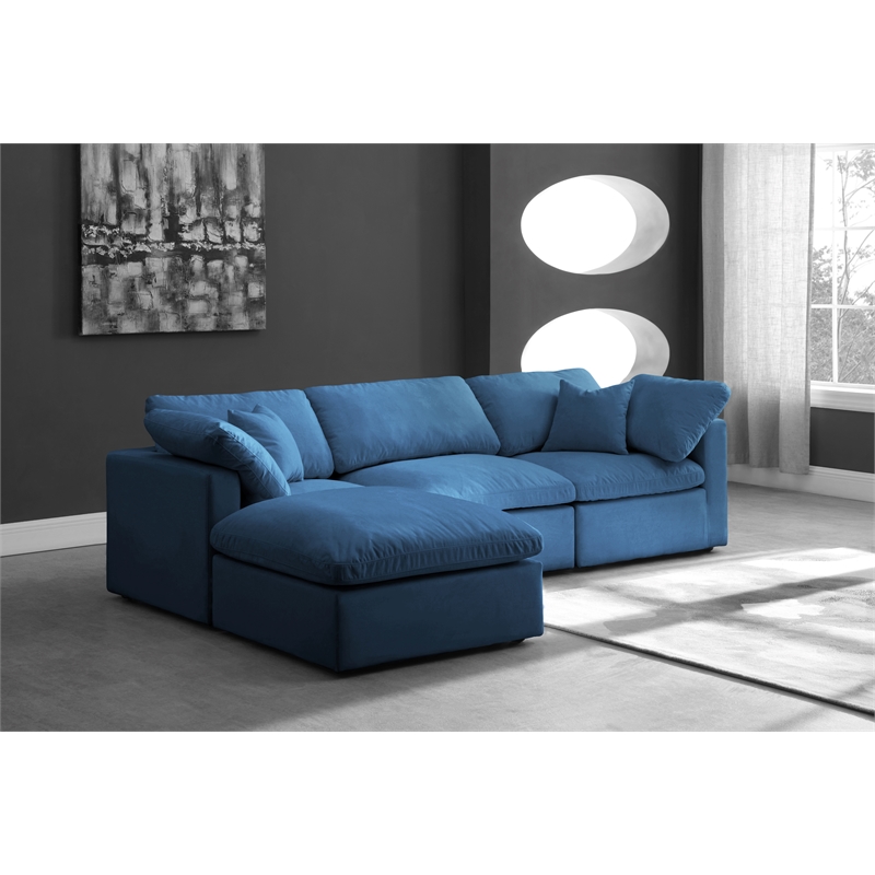 Meridian Furniture Plush Standard Navy Velvet Modular Sectional