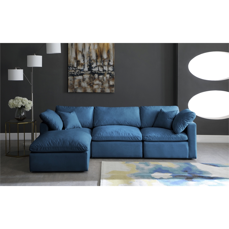 Meridian Furniture Plush Standard Navy Velvet Modular Sectional