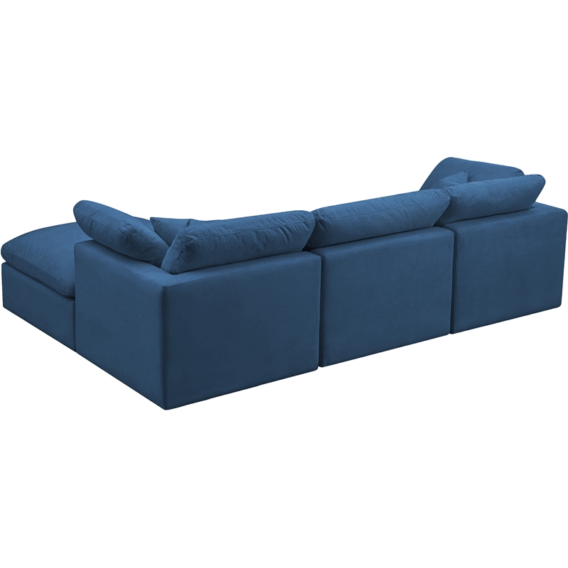 Meridian Furniture Plush Standard Navy Velvet Modular Sectional