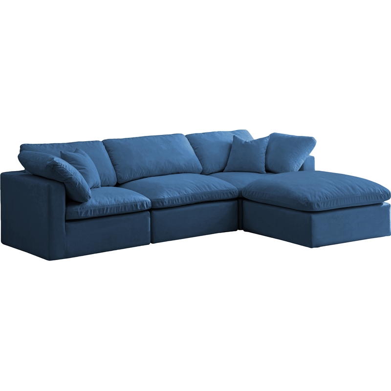 Meridian Furniture Plush Standard Navy Velvet Modular Sectional