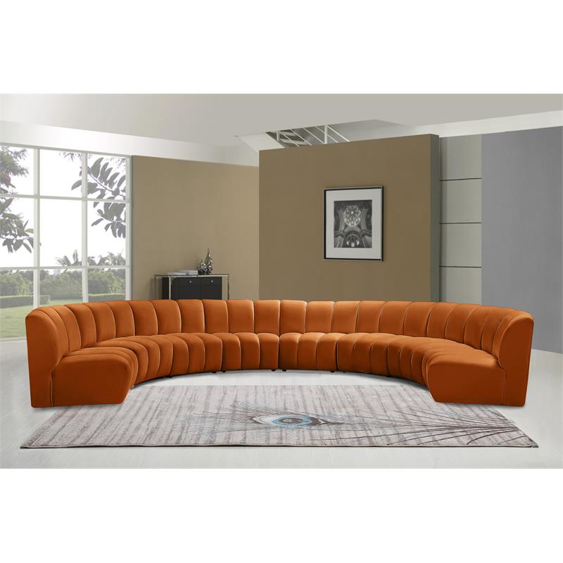 Meridian Furniture Infinity Cognac Velvet 8pc. Modular Sectional