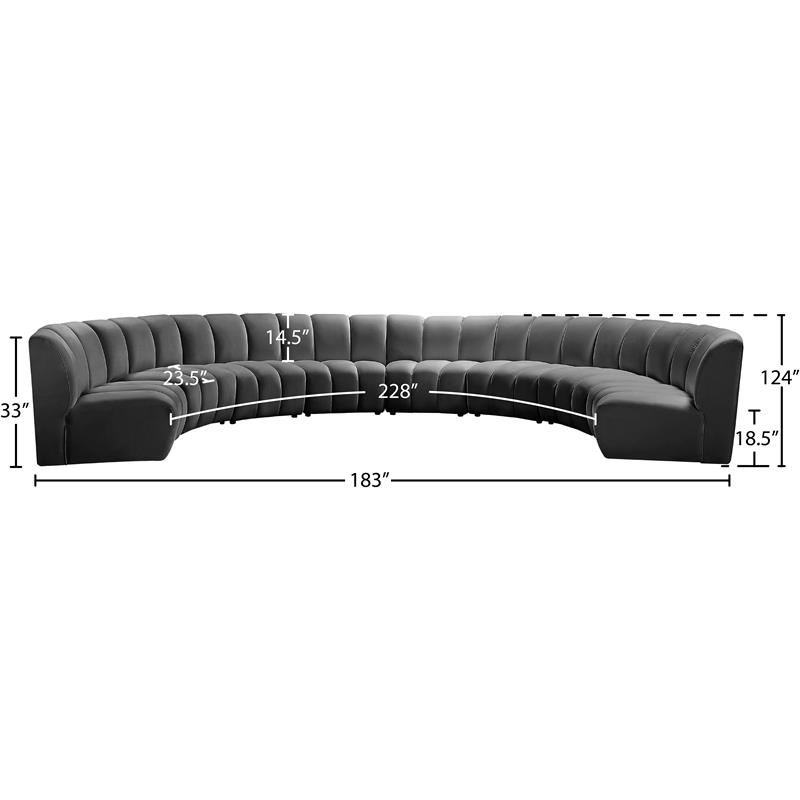 Meridian Furniture Infinity Gray Velvet 8pc. Modular Sectional