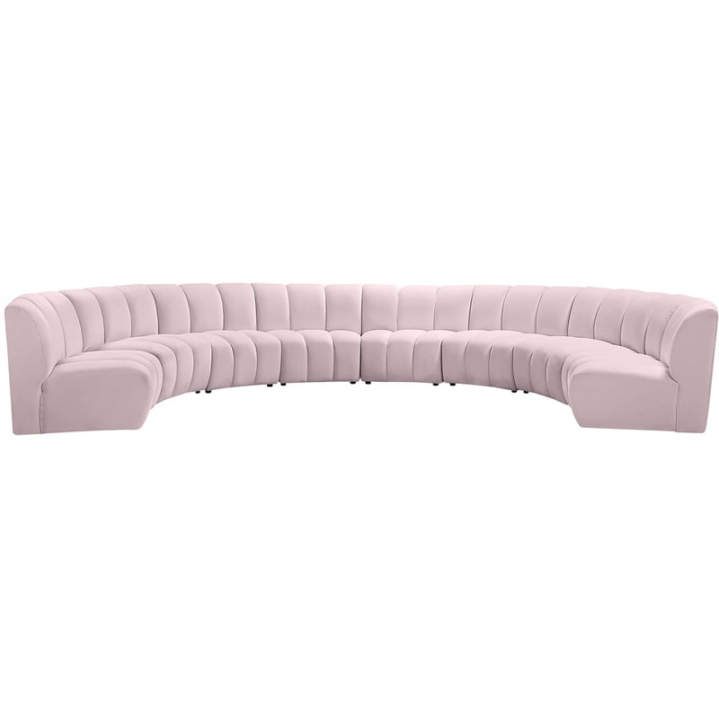 Meridian Furniture Infinity Pink Velvet 8pc. Modular Sectional