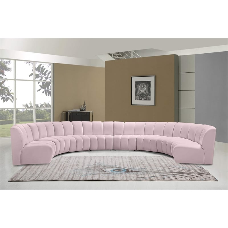 Meridian Furniture Infinity Pink Velvet 8pc. Modular Sectional