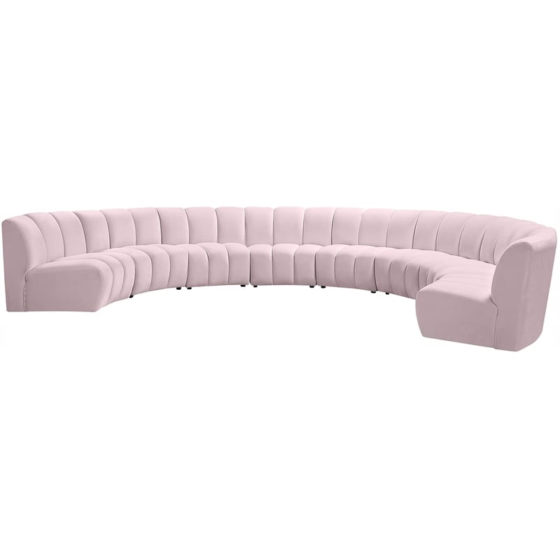 Meridian Furniture Infinity Pink Velvet 8pc. Modular Sectional