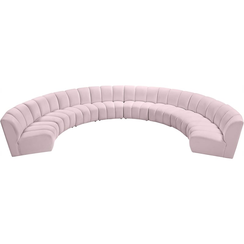 Meridian Furniture Infinity Pink Velvet 8pc. Modular Sectional