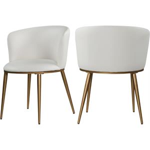meridian furniture skylar contemporay faux leather upholstered dining arm chair in white (set of 2)