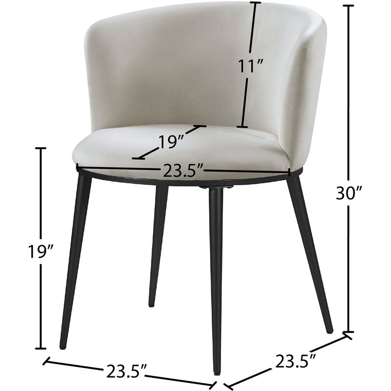 Meridian Furniture Skylar Cream Velvet Dining Chair (Set of 2)