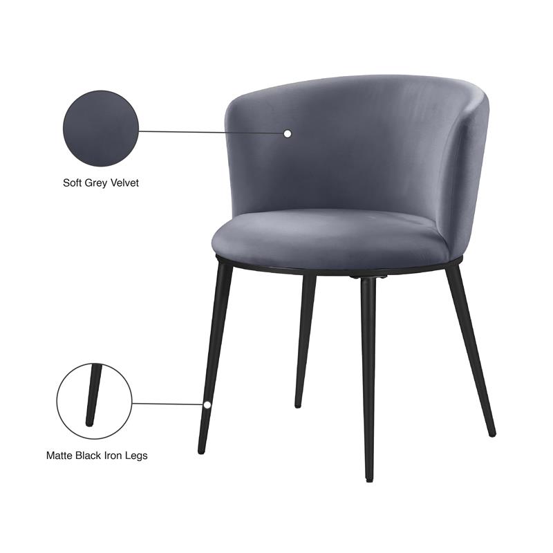 Meridian Furniture Skylar Gray Velvet Dining Chair (Set of 2)