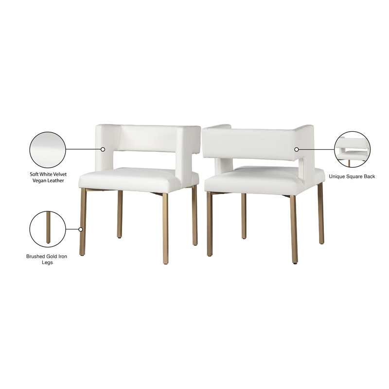Meridian Furniture Caleb White Vegan Leather Dining Chair (Set of 2)