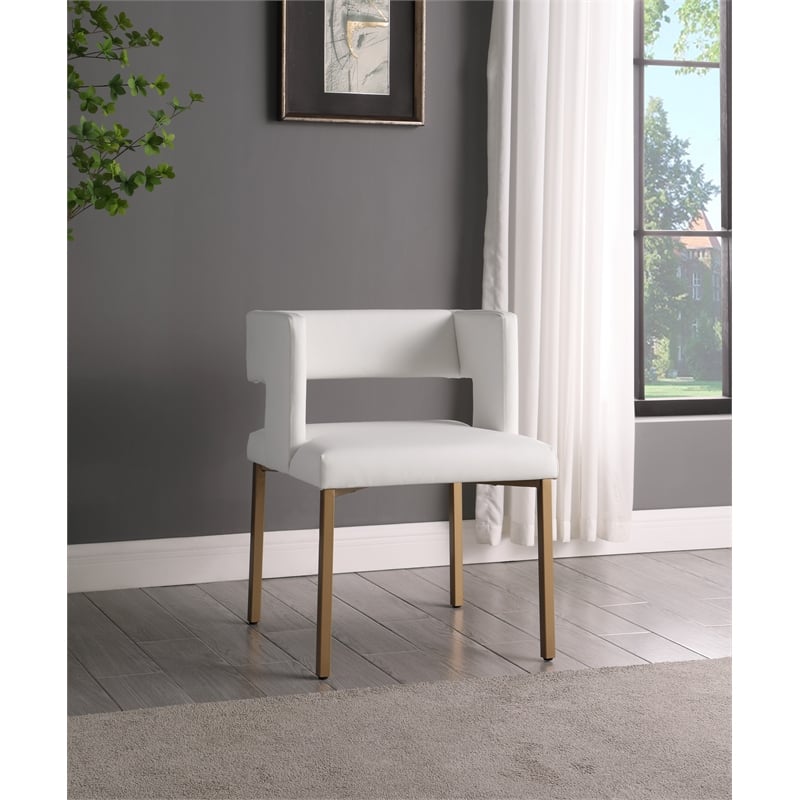 Meridian Furniture Caleb White Vegan Leather Dining Chair (Set of 2)