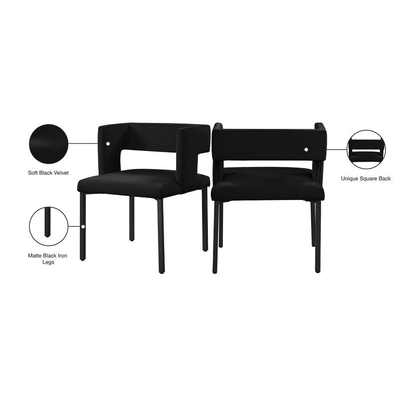 Meridian Furniture Caleb Velvet Dining Chair - Black Meridian Furniture Caleb Velvet Dining Chair - Black