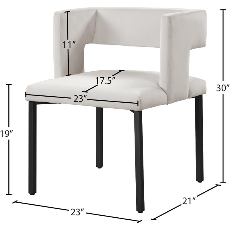Meridian Furniture Caleb Cream Velvet Dining Chair (Set of 2)
