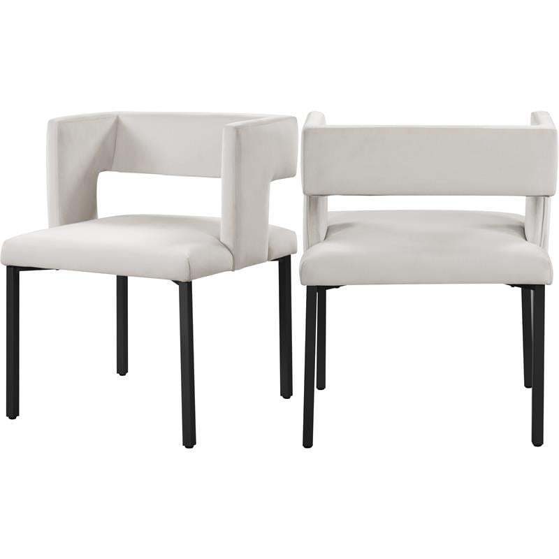 Meridian Furniture Caleb Cream Velvet Dining Chair (Set of 2)