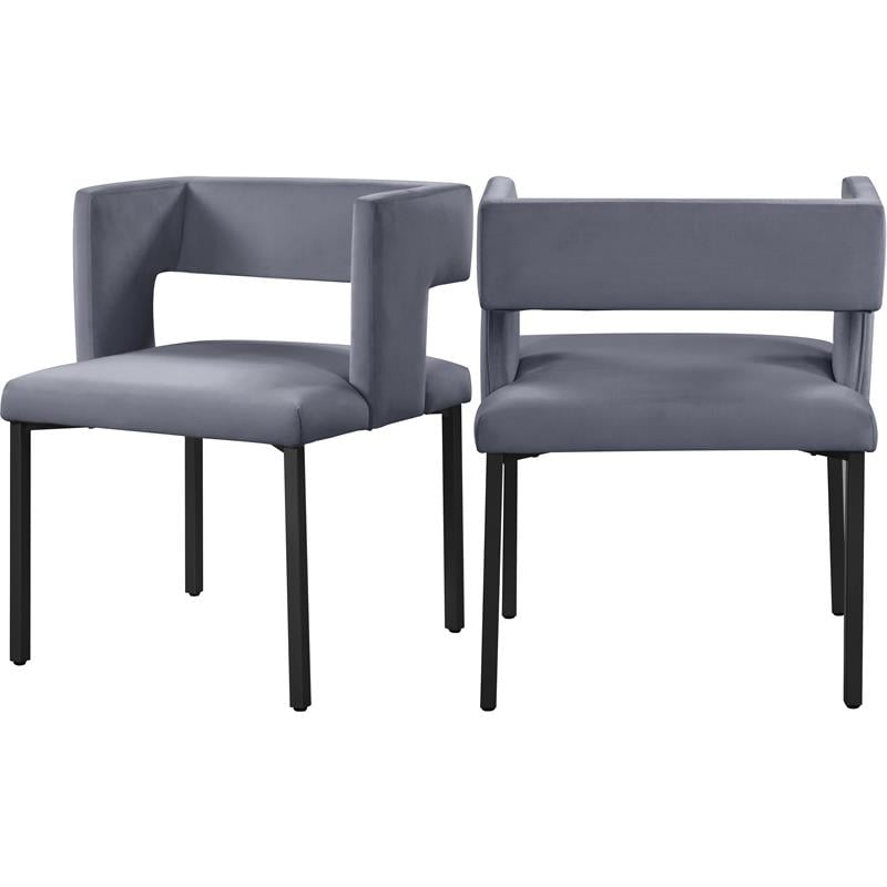 Meridian Furniture Caleb Gray Velvet Dining Chair (Set of 2)