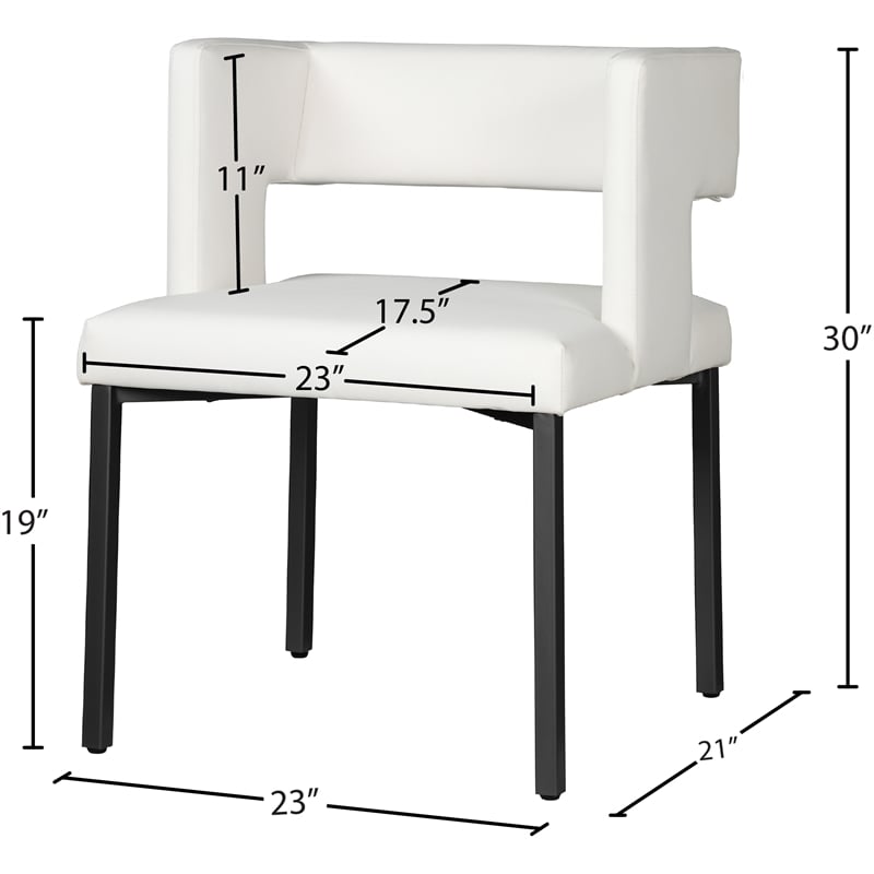 Meridian Furniture Caleb White Vegan Leather Dining Chair (Set of 2)